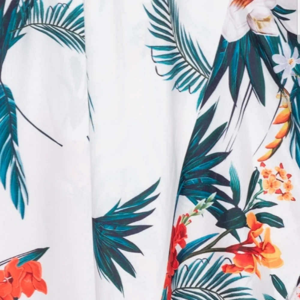 Floral Halter Maxi Dress in White with Tropical Print